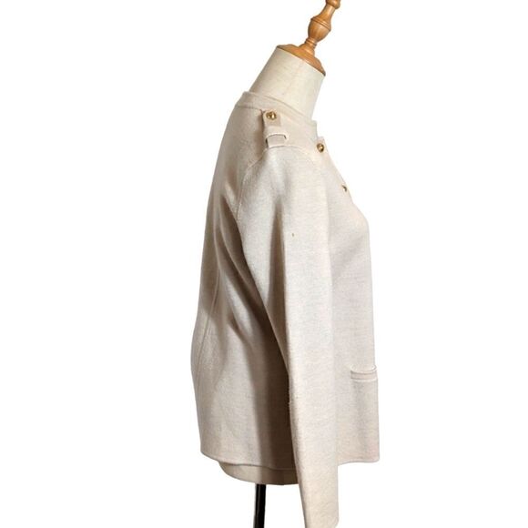 Talbot's Cream and Gold Button Wool Cardigan Sweater - Picture 2 of 5